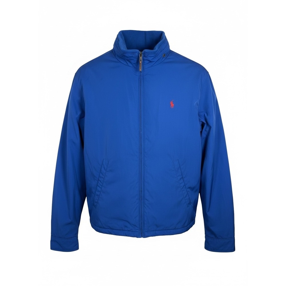 Vintage Polo Ralph Lauren Jacket Men L Blue Mid Weight Packable Hood Zip READ